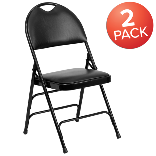 Flash Furniture 2-HA-MC705AV-3-BK-GG 18.25" W Black Hercules Series Extra Large Ultra-Premium Folding Chair