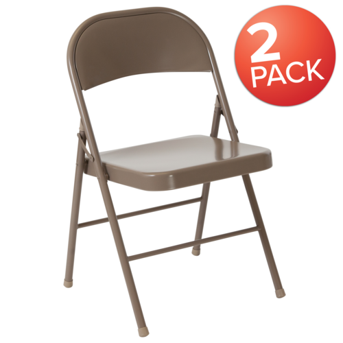 Flash Furniture 2-BD-F002-BGE-GG 18" W Beige Metal Double Braced Hercules Series Folding Chair