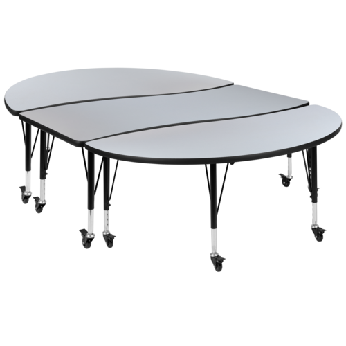 Flash Furniture XU-GRP-A3060CON-60-GY-T-P-CAS-GG 60" W Grey Oval Laminate Activity Table