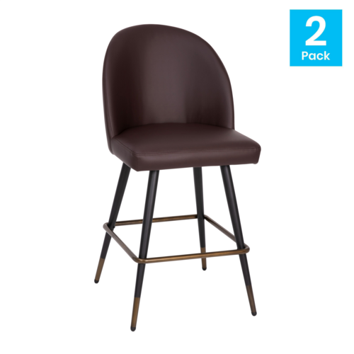 Flash Furniture AY-1026H-26-BR-GG 300 Lbs. Brown LeatherSoft 26" Seat Height Lyla Counter Stool