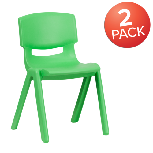 Flash Furniture 2-YU-YCX-004-GREEN-GG Green Polypropylene Whiteney Stacking Chair