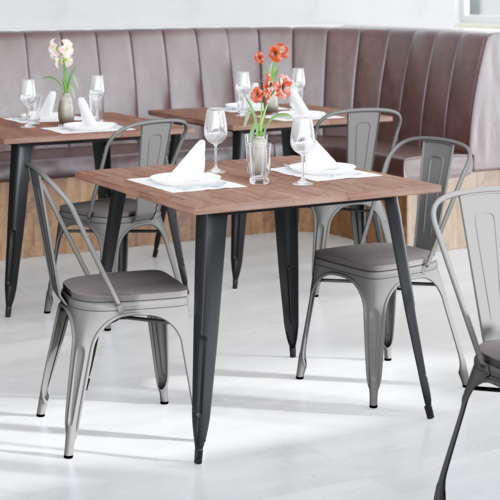 Flash Furniture CH-31230-SIL-PL1G-GG Silver Galvanized Steel Gray Poly Resin Wood Seat Perry Stacking Side Chair