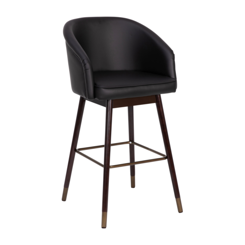 Flash Furniture AY-1928-30-BK-GG 30" Seat Height Black Leather Mid-Back Margo Counter Stool