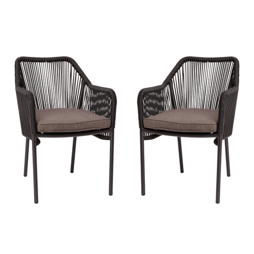 Flash Furniture SDA-AD892006-BK-2-GG Black and Gray Woven Fabric with Aluminum Frame Kallie Patio Chairs