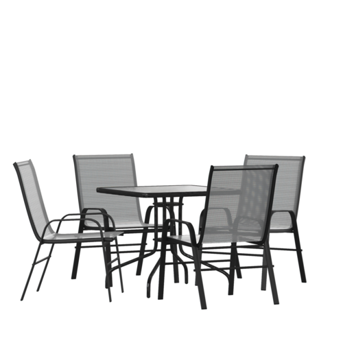 Flash Furniture TLH-073A2303C-GY-GG 31.5" W x 28" H Gray Brazos 5 Pieces Outdoor Patio Dining Set