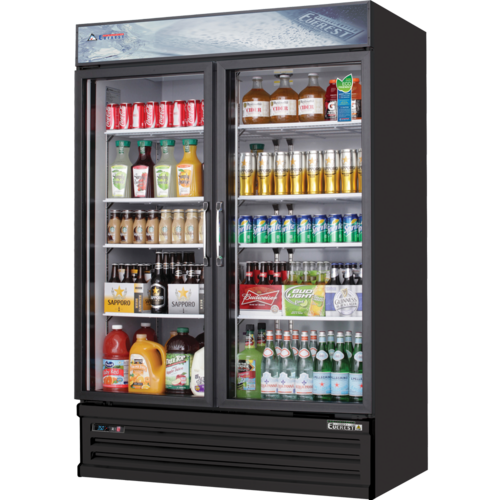 Everest Refrigeration EMSGR48B 50 Cu. Ft. Two-Section Reach-In Glass Door Merchandiser Refrigerator - 115 Volts