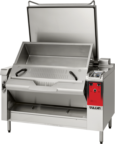 Vulcan VPP28E-240 28 Gal. Electric Open Frame Manual Tilt PRECIPAN Tilting Braising Pan - 240 Volts