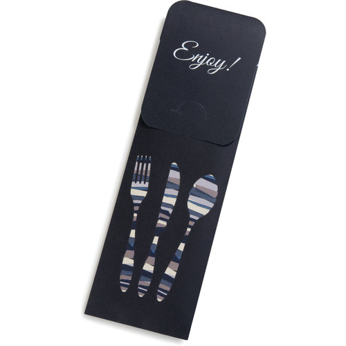 Dinex DXCTCAD1003 16" x 16" Black Paper Sleeve with Flap Cutlery Caddy