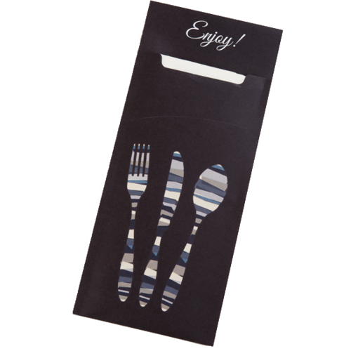 Dinex DXCTCADS1003 13" x 13" Black Paper Sleeve Cutlery Caddy