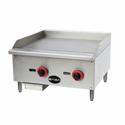 SABA MG-24 24" W x 19" D Stainless Steel Gas Manual Countertop Griddle - 60,000 BTU