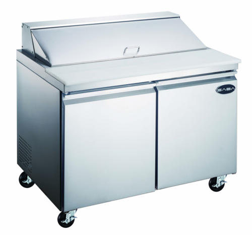 SABA SPS-48-12 9.5 Cu. Ft. Stainless Steel 2-Section Sandwich or Salad Prep Table - 115 Volts