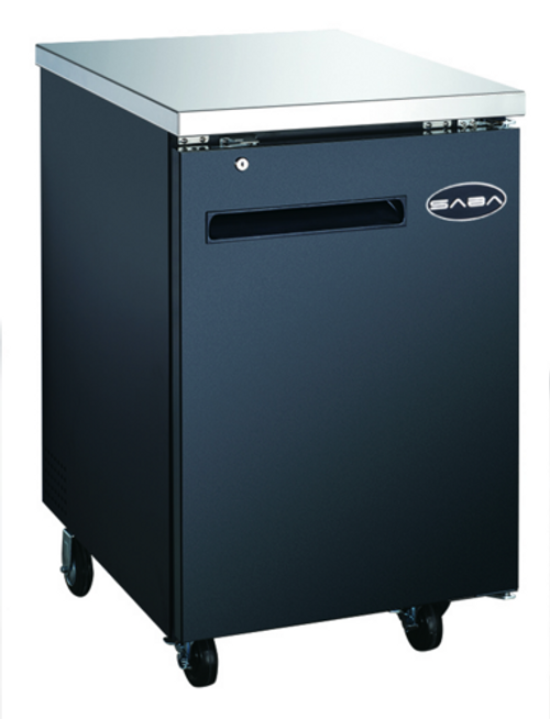 SABA SBB-27-23B 23.5" W Black Stainless Steel Solid Back Bar Cooler - 115 Volts