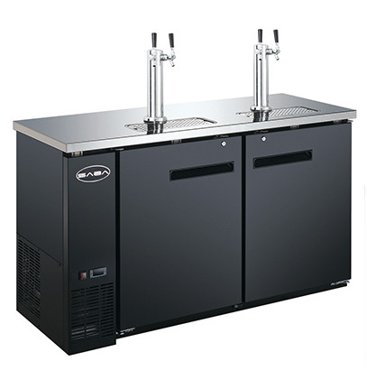 SABA SDD-24-60 60.75" W Black Exterior Flat Top 2 Sections Direct Draw Beer Dispenser - 115 Volts