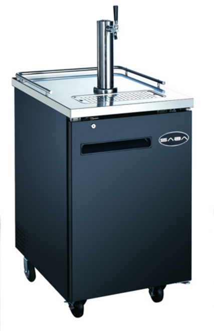SABA SDD-30-23 23.5" W Black Exterior Flat Top 1 Section Draft Beer Dispenser - 115 Volts