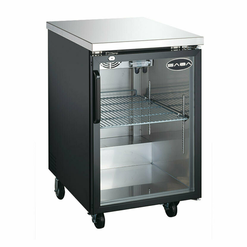 SABA SBB-27-23G 23.5" W Black Stainless Steel Glass Door Back Bar Cooler - 115 Volts