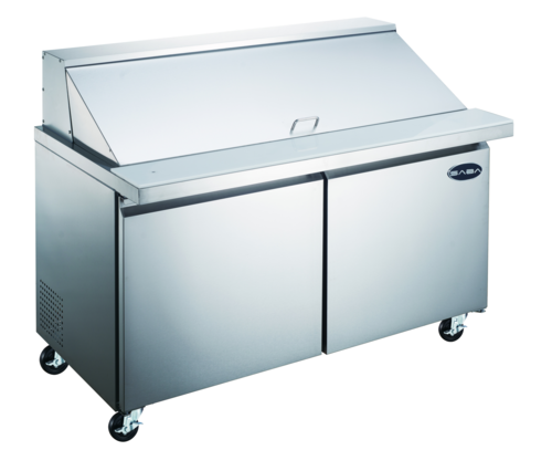 SABA SPS-60-24M 15 Cu. Ft. Stainless Steel 2-Section Mega-Top Sandwich or Salad Prep Table - 115 Volts