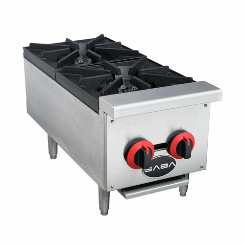 SABA HP-2 12" W Stainless Steel Gas Manual Countertop Hotplate - 50,000 BTU