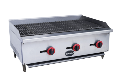 SABA CB-36-NG 36" W Stainless Steel Countertop Liquid Propane Radiant Charbroiler - 60,000 BTU