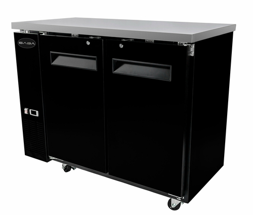 SABA SBB-24-48B 48.88" W Black Stainless Steel Two-Section Back Bar Cooler - 115 Volts