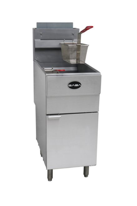 SABA GF45-N 45 Lbs. Stainless Steel Natural Gas Floor Model Tube Fryer - 120,000 BTU