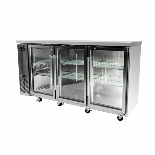 SABA SBB-24-72GSS 72.75" W Stainless Steel Glass Door Back Bar Cooler - 115 Volts