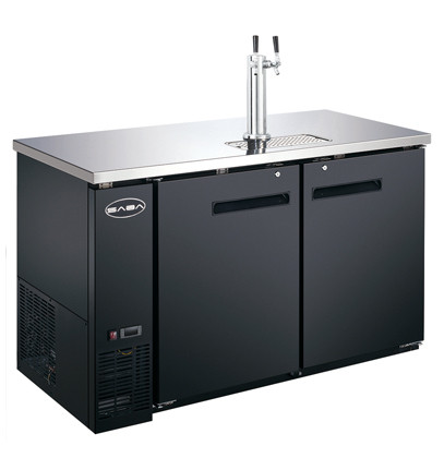 SABA SDD-27-58 58.88" W Black Exterior Flat Top 2 Sections Draft Beer Dispenser - 115 Volts