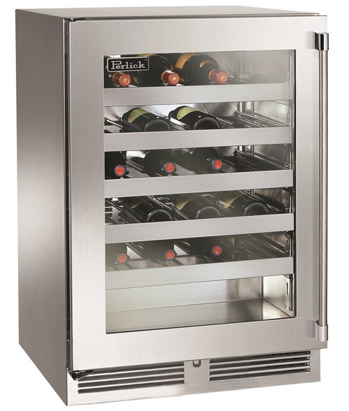 Perlick HC24WS-SG-STK 5.3 Cu. Ft. Black Stainless Steel Top and Sides Exterior Solid Door Undercounter Glass Chiller - 115 Volts