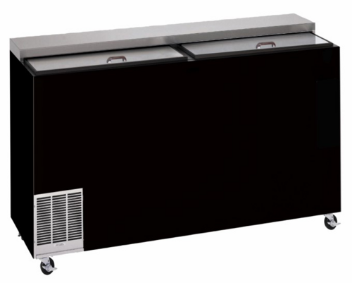 Perlick FR60RT-BS-STK 60" W Black Vinyl Stainless Steel Top Sliding Door Glass Foster - 120 Volts