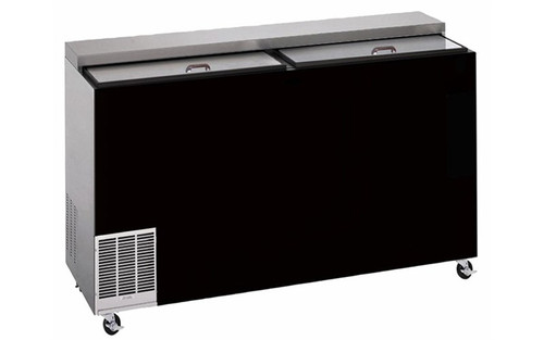 Perlick FR60RT-BS-STK 60" W Black Vinyl Stainless Steel Top Sliding Door Glass Foster - 120 Volts