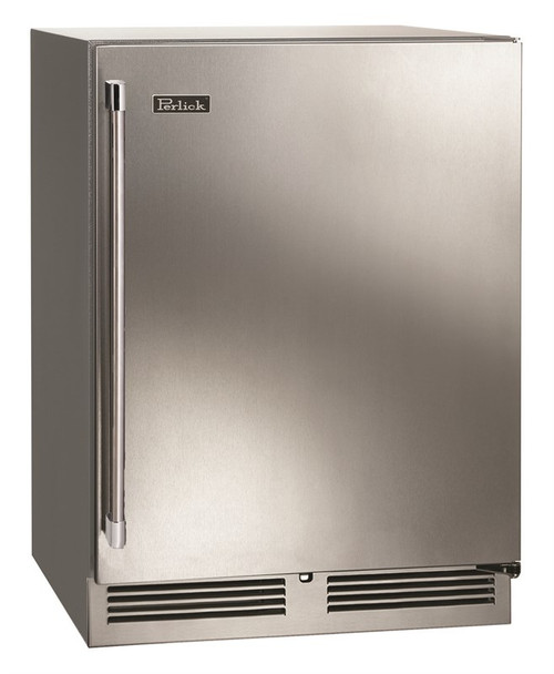 Perlick HC24RS-SS-STK 5.3 Cu. Ft. Black Stainless Steel and Galvanized Exterior Solid Door Undercounter Refrigerator - 115 Volts