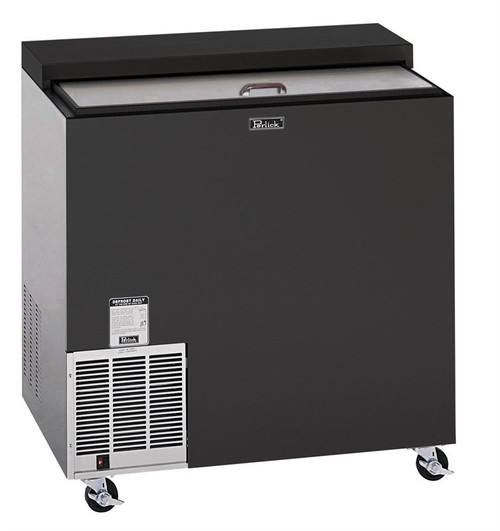 Perlick FR36RT-BS-STK 36" W Black Vinyl Stainless Steel Top Sliding Door Glass Foster - 120 Volts
