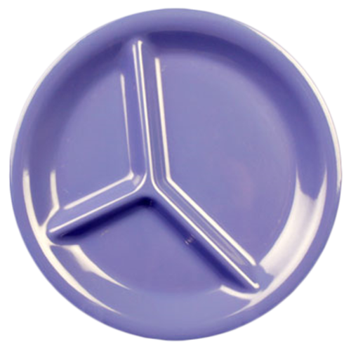 Thunder Group CR710BU 10.25" Dia. Purple Melamine Round 3-Wells Compartment Plate