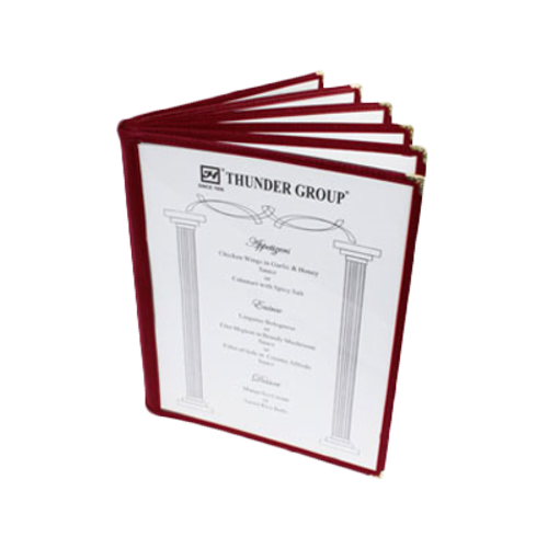 Thunder Group PLMENU-6MA 8.5" W Maroon Plastic Booklet Menu Cover