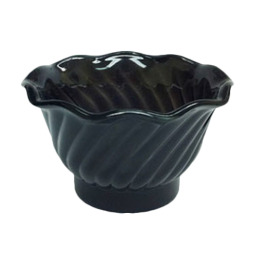 Thunder Group PLDS005K 5 Oz. Black Plastic Swirl Tulip Shaped Dessert Dish
