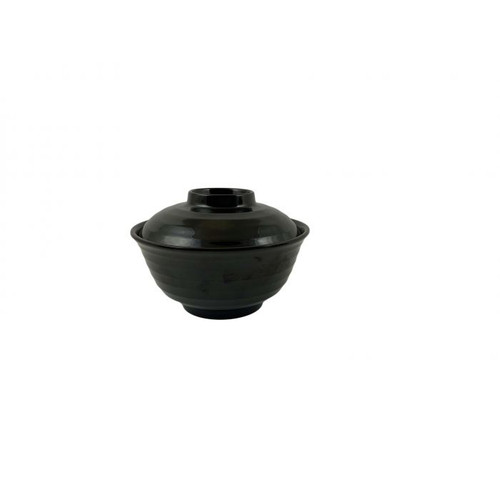 Thunder Group 3222JBR 10 Oz. Two-Tone Melamine Soup or Vegetable Bowl with Lid