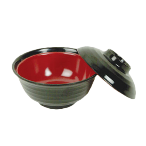 Thunder Group 3221JBR 8 Oz. Two-Tone Melamine Soup or Vegetable Bowl with Lid