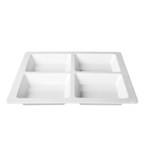 Thunder Group PS5104W White Melamine Square Compartment Plate