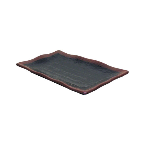 Thunder Group 2412TM 11.25" W x 7.25" D Melamine Rectangular Tenmoku Wave Plate