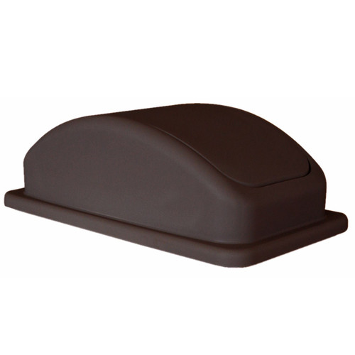 Thunder Group PLTC023BL Brown Plastic Swing Door Rectangular Trash Can Lid