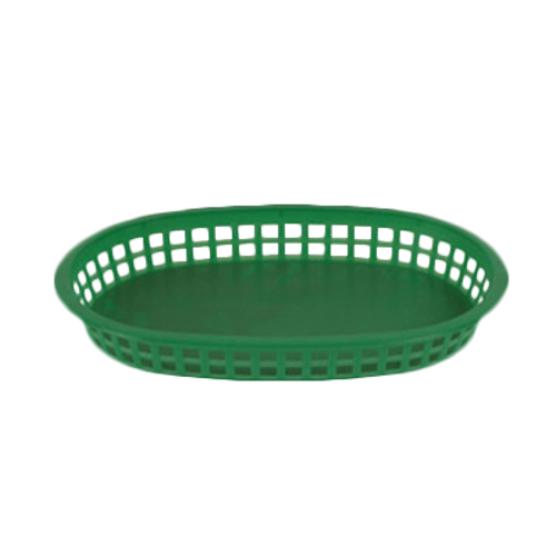 Thunder Group PLBK1034G 10.75" Dia. Green Polypropylene Oblong Fast Food Basket