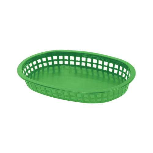 Thunder Group PLBK1034G 10.75" Dia. Green Polypropylene Oblong Fast Food Basket