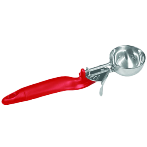 Thunder Group SLDS024L 1.33 Oz. Red Stainless Steel Ergonomic Handle #24 Lever Disher