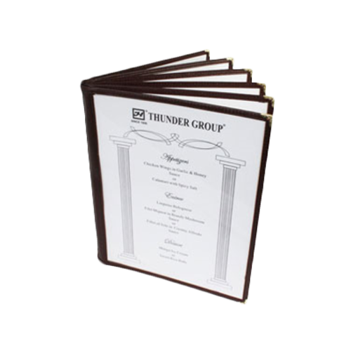 Thunder Group PLMENU-6BR 8.5" W Brown Plastic Booklet Menu Cover