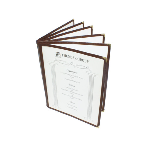 Thunder Group PLMENU-6BR 8.5" W Brown Plastic Booklet Menu Cover