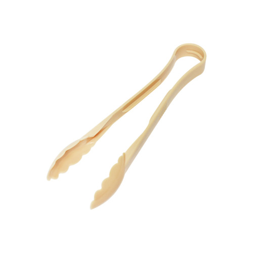 Thunder Group PLSGTG012BG 12" Beige Polycarbonate Scallop Serving Tongs