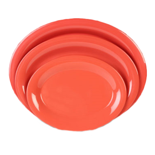 Thunder Group CR212RD 12" W x 9" D Orange Melamine Oval Platter