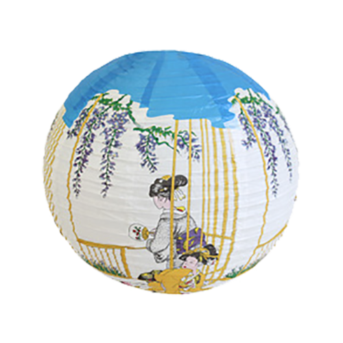 Thunder Group HL36-2 16" Dia. Red Paper Round Samurai Painting Japanese Cochin Lantern