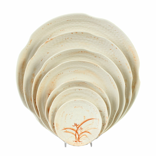 Thunder Group 1814 14" Dia. Gold Orchid Melamine Round Plate