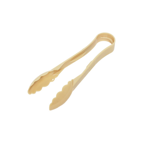 Thunder Group PLSGTG009BG 9" Beige Polycarbonate Scallop Serving Tongs