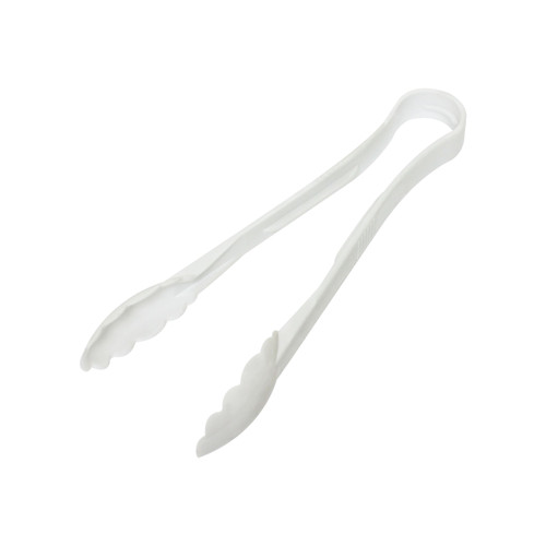 Thunder Group PLSGTG009WH 9" White Polycarbonate Scallop Serving Tongs